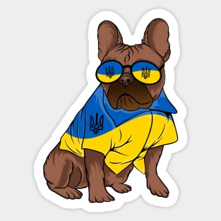 Ukraine Pet Awareness Support Ukrainian Flag Sunglasses Dog Puppy Pug Animals Sticker